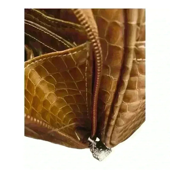 Kathy Van Zeeland Brown Croc Embossed Crossbody Bag Women's Handbag - Picture 8 of 8